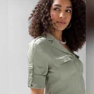 White House Black Market soft shirt with adjustable sleeves size Medium.